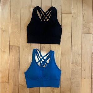 Pro Fit 2-Pack Women's Black and Blue Strappy Sports Bras